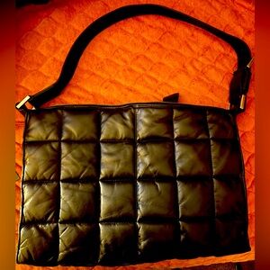 ALLSAINTS BLACK EDBURY CUILT BAG .